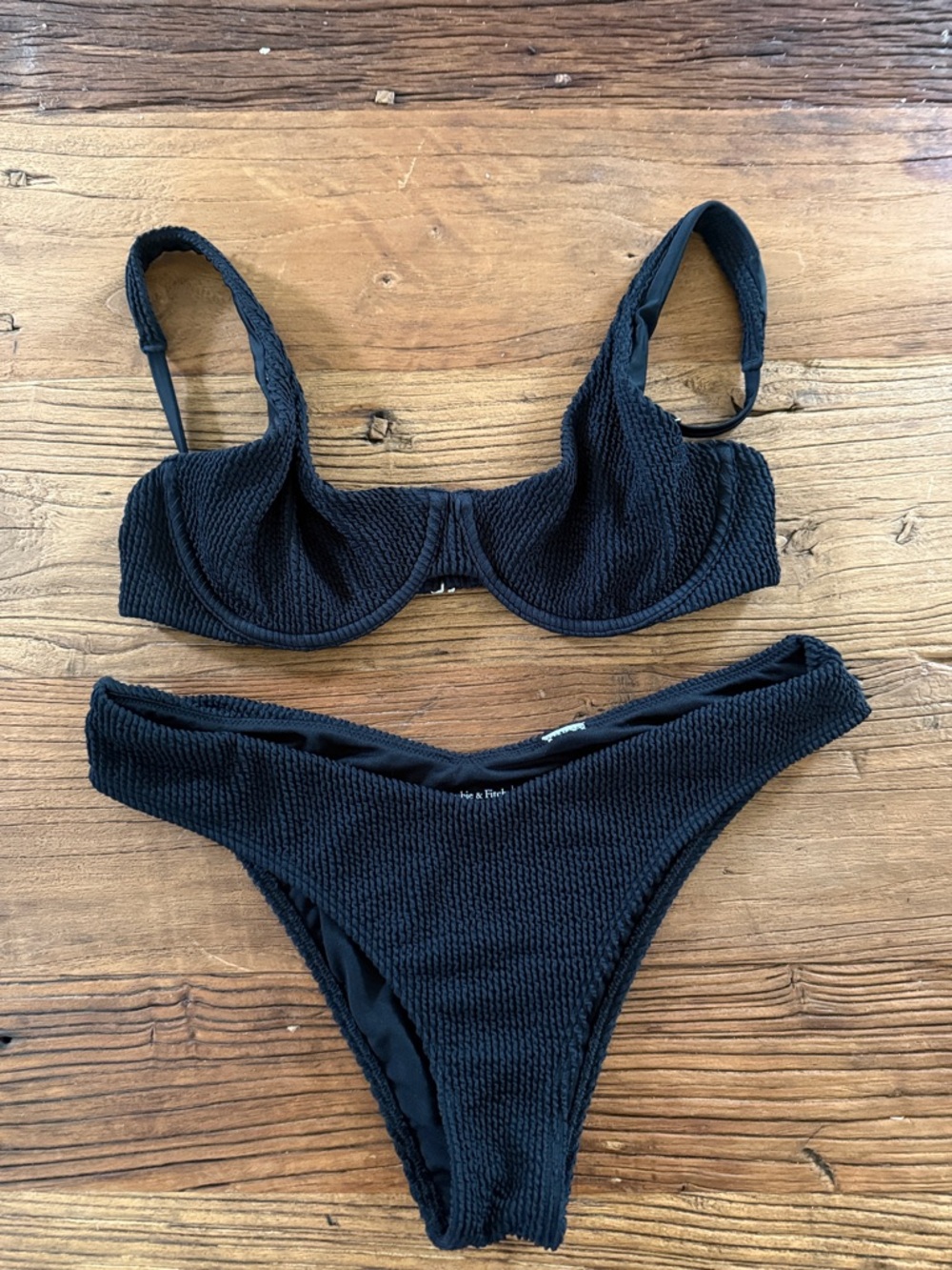 Abercrombie & Fitch Black Textured Underwire Bikini Set - Women Swim